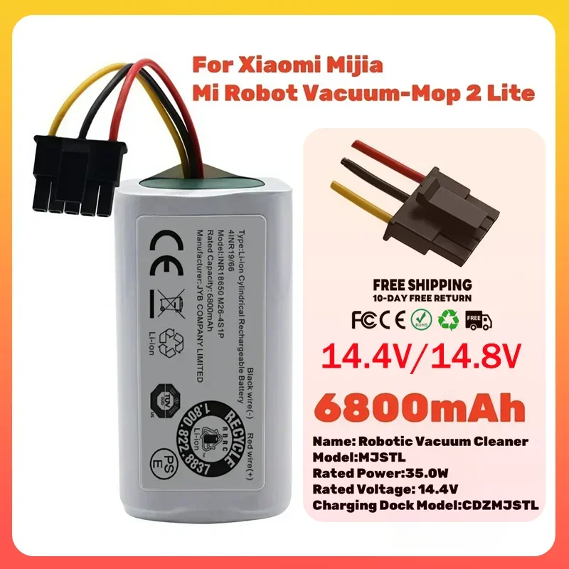 Batterie Li-ion 14.4V/14.8V 3000-9800mAh, adaptée au Robot aspirateur Xiaomi Mijia Mi Mop 2 Lite,C103,EVE CC et E10 B112/E12