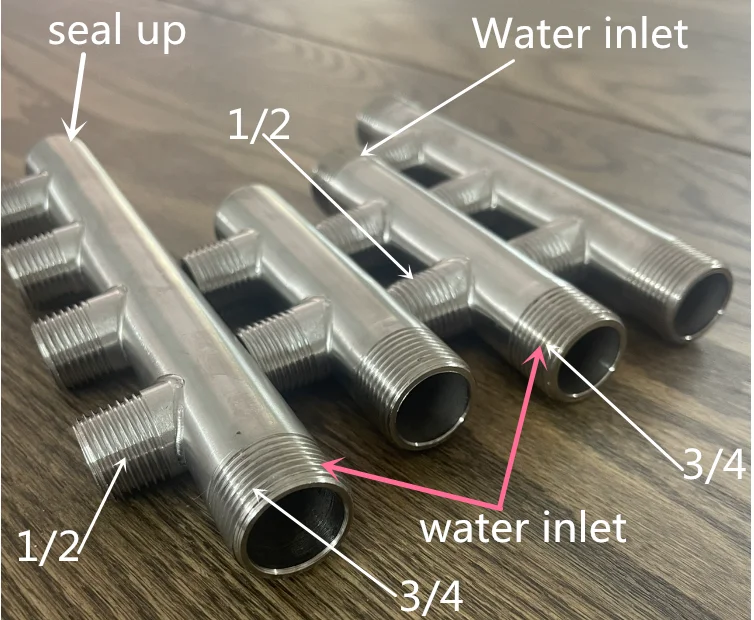 

Распределительный коллектор воды из нержавеющей стали 3/4*1/2 для системы отопления пола (2-5 портов), наружная разделительная труба из наполнителя