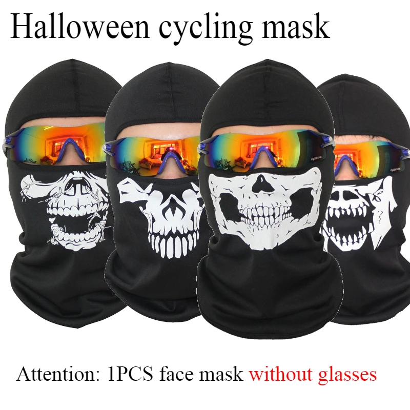 

Halloween Bicycle Balaclava Full Face Mask Skull Print Motorcycle Full Face Mask Windproof Skiing Head Neck Warmer Helmet Liner