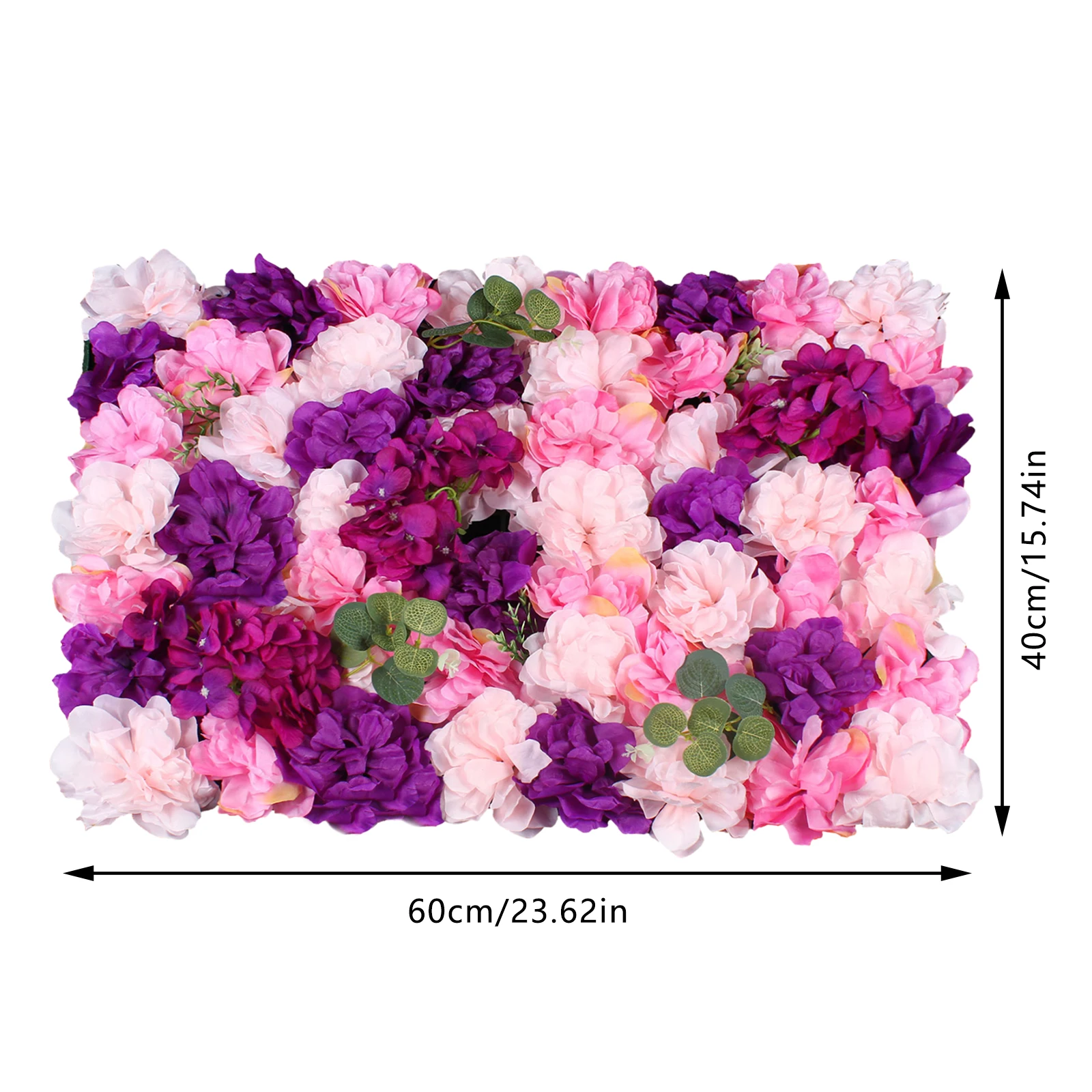 Panel de pared de flores artificiales montado en la pared, Panel de pared de flores para interiores y exteriores con diferentes flores, 6 uds.