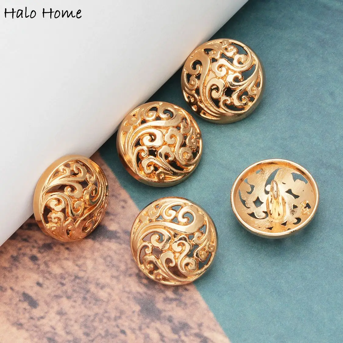 5pcs Round Hollow Metal Buttons for Sewing  Scrapbook Jacket Blazer Sweaters Gifts Crafts Handwork Clothing 12.5-25mm