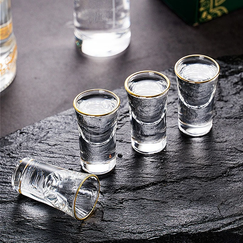 

15ml/25ml Golden Edged Wine Glass Classic Spirits Cup Household Small Wine Glass Baijiu Goblet Bar Exquisite Cocktail Vodka Cups