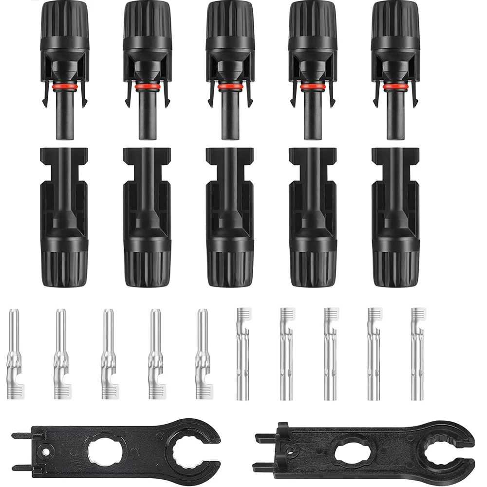 10PCS Solar Panel Cable Connectors Male/Female  Solar Connectors IP67 Waterproof 1000V 30A 10AWG with Dual Spanner Wrenches