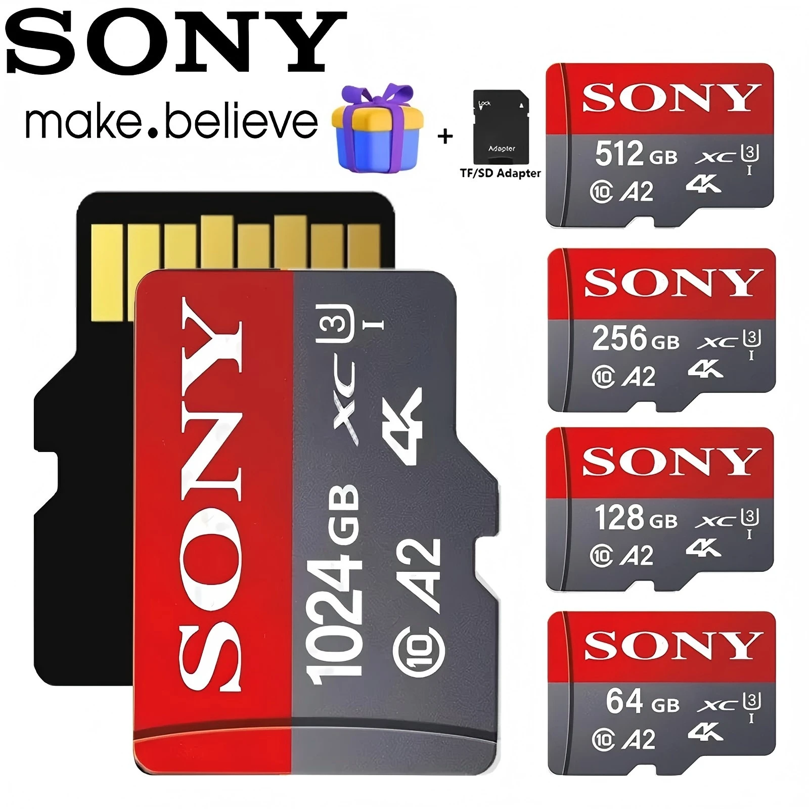 Карта памяти Sony 512 ГБ, 256 ГБ, 128 ГБ, 64 ГБ TF Micro SD, класс 10, UHS-1, флэш-карта памяти Microsd для смартфонов и ПК