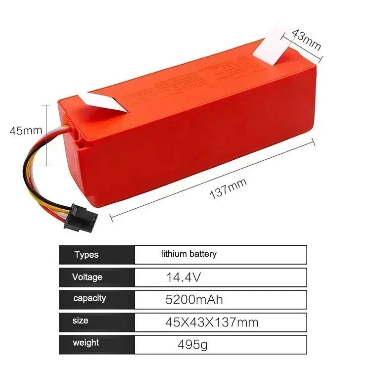 100% NEW 9800mAh 14.4V 6.5Ah li-ion Battery Vacuum Cleaner accessories for xiaomi mi robot Robotics cleaner roborock S50 S51 T4