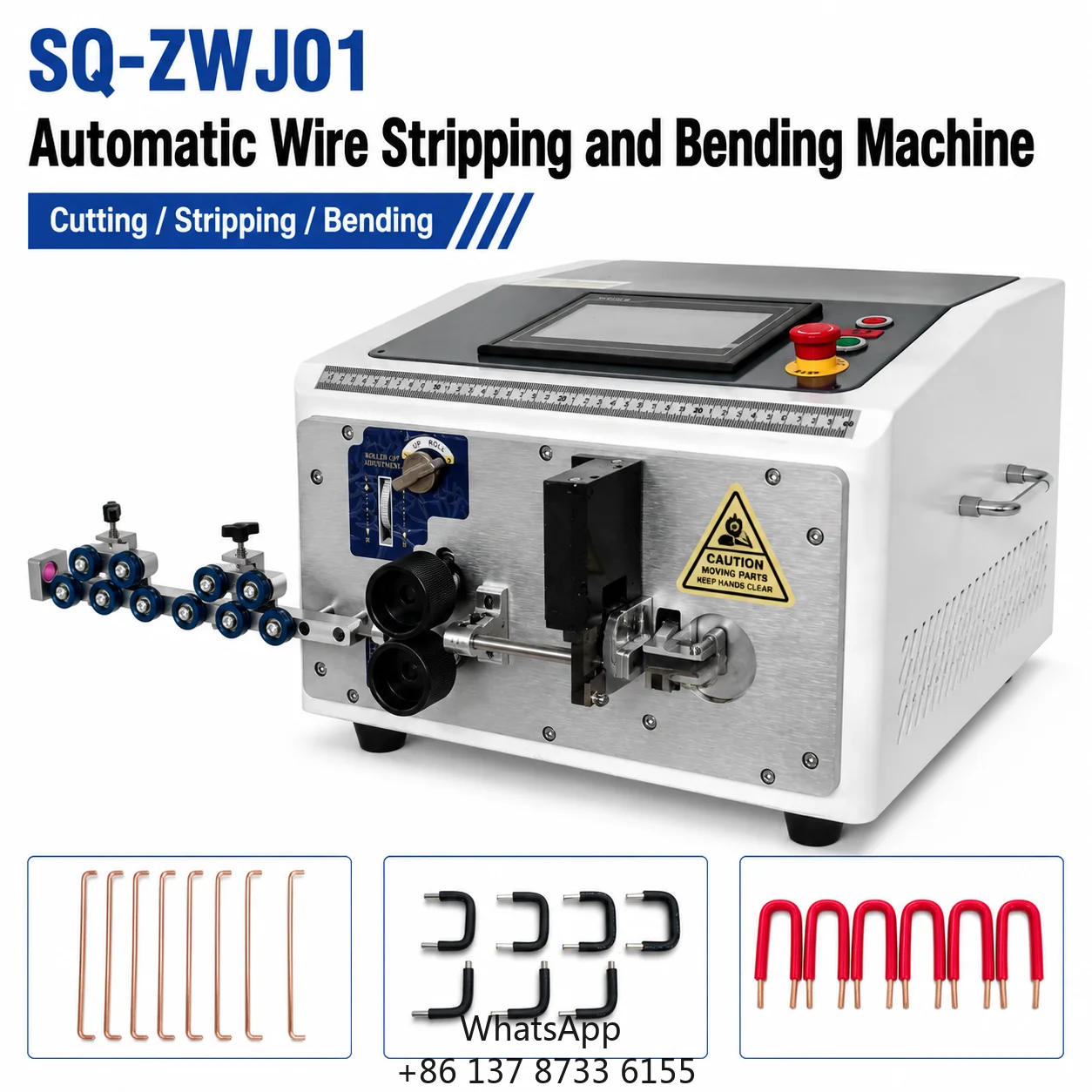 SQ-JCJ01 Qilin Wire Stripping Bending Machine 0.1-99999.9 Mm Cutting 0.1-50 Mm Stripping 150 Degree Touchscreen For 0.5-6 Sq Mm