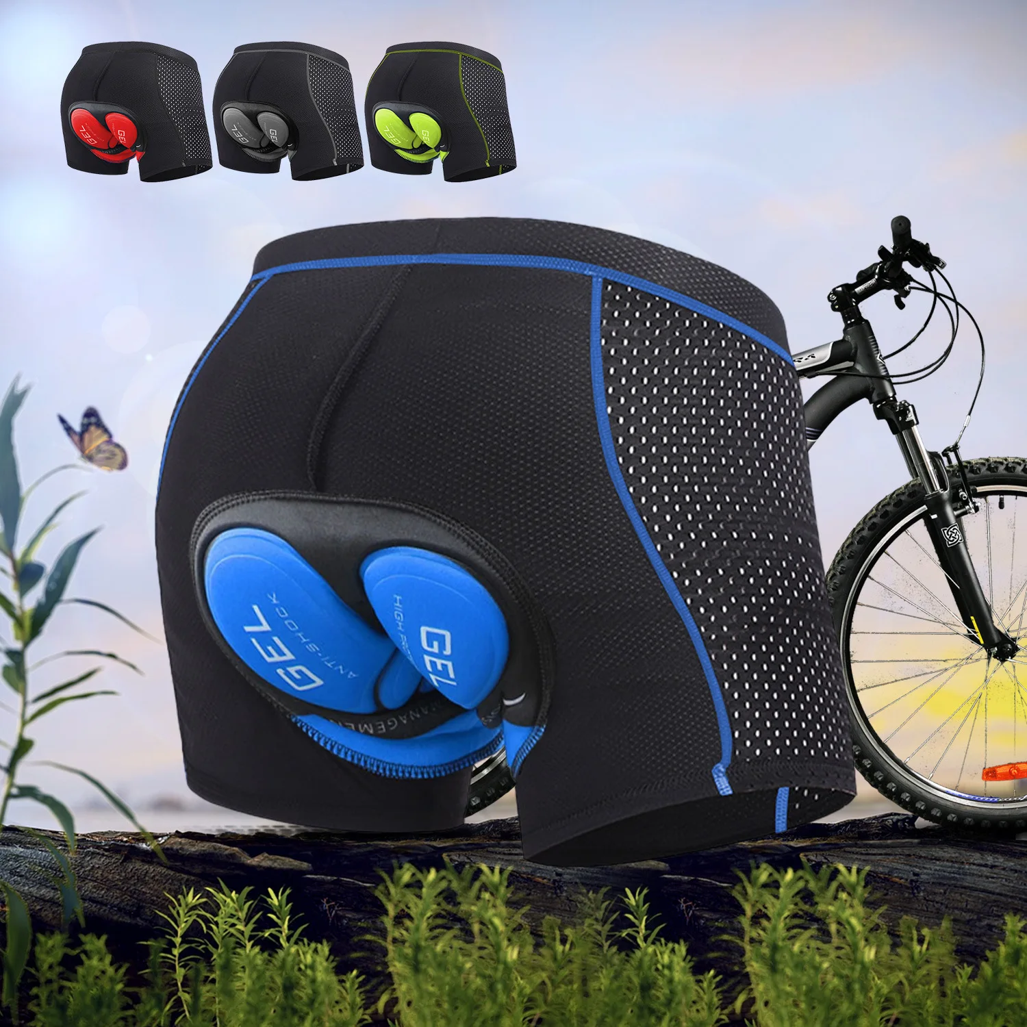 

Men's Breathable Cycling Shorts 3D Silicone Padded Shockproof MTB Bike Quick Dry Comfort Outdoor Sports Short With Seat Cushion