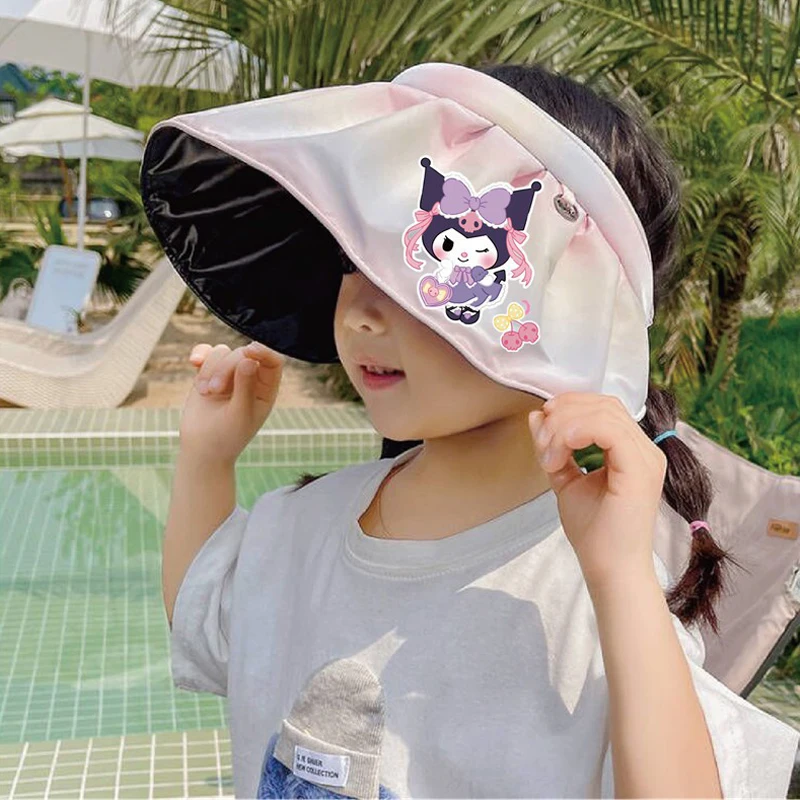 MINISO Hello Kitty Shade Hat Gradient Cute Uv Cover Hat Women Kuromi Outdoor Hat Summer Sunblock Breathable Windproof Girl