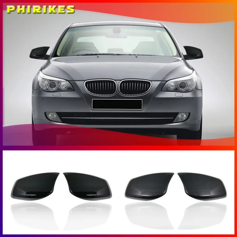 

Glossy Black Door Side Mirror Cover Caps For-BMW E60 E61 E63 E64 5/6 Series 2003-2010