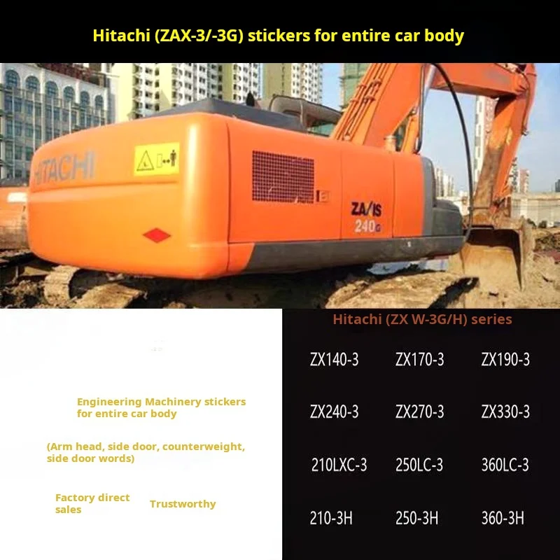 

For Hitachi excavator full logo sticker ZAX200/310/240/250/270/330/350/360-3-3 G of whole vehicle stickers