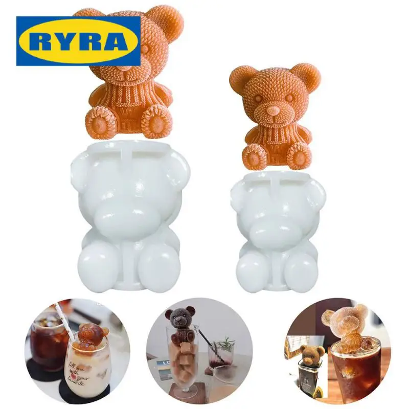 3D Teddy Bear Ice Mold Silicone Ice Maker DIY Soap Mould Ice Cream Tool For Whiskey Wine Cocktail Coffee Juice Cake Decoration