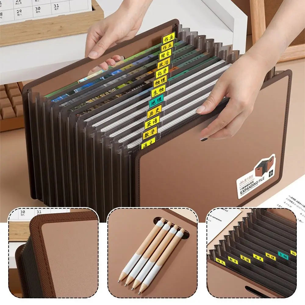 

Portable Expandable A4 File Folder 13 Layers Large Capacity Test Paper Storage Bag File Bag Students