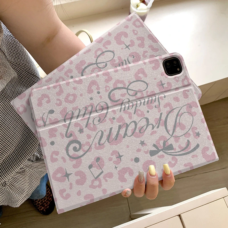 Leopard Print English New Tablet Case For iPad Pro 11 12.9in 13 M4 M5 Case 9.7 10.2 5/6th 7/8/9 11th Mini Air 3 4 5 6 7 Cover
