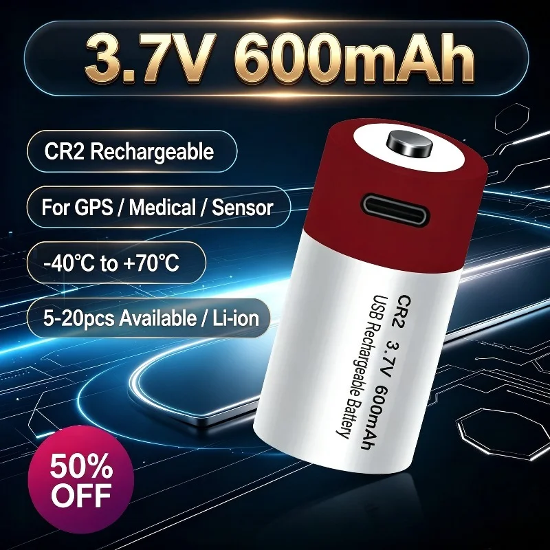 3.7V 600mAh CR2 Rechargeable Li-ion Battery for GPS Medical Equipment Infrared Sensor High Quality 5-20pcs