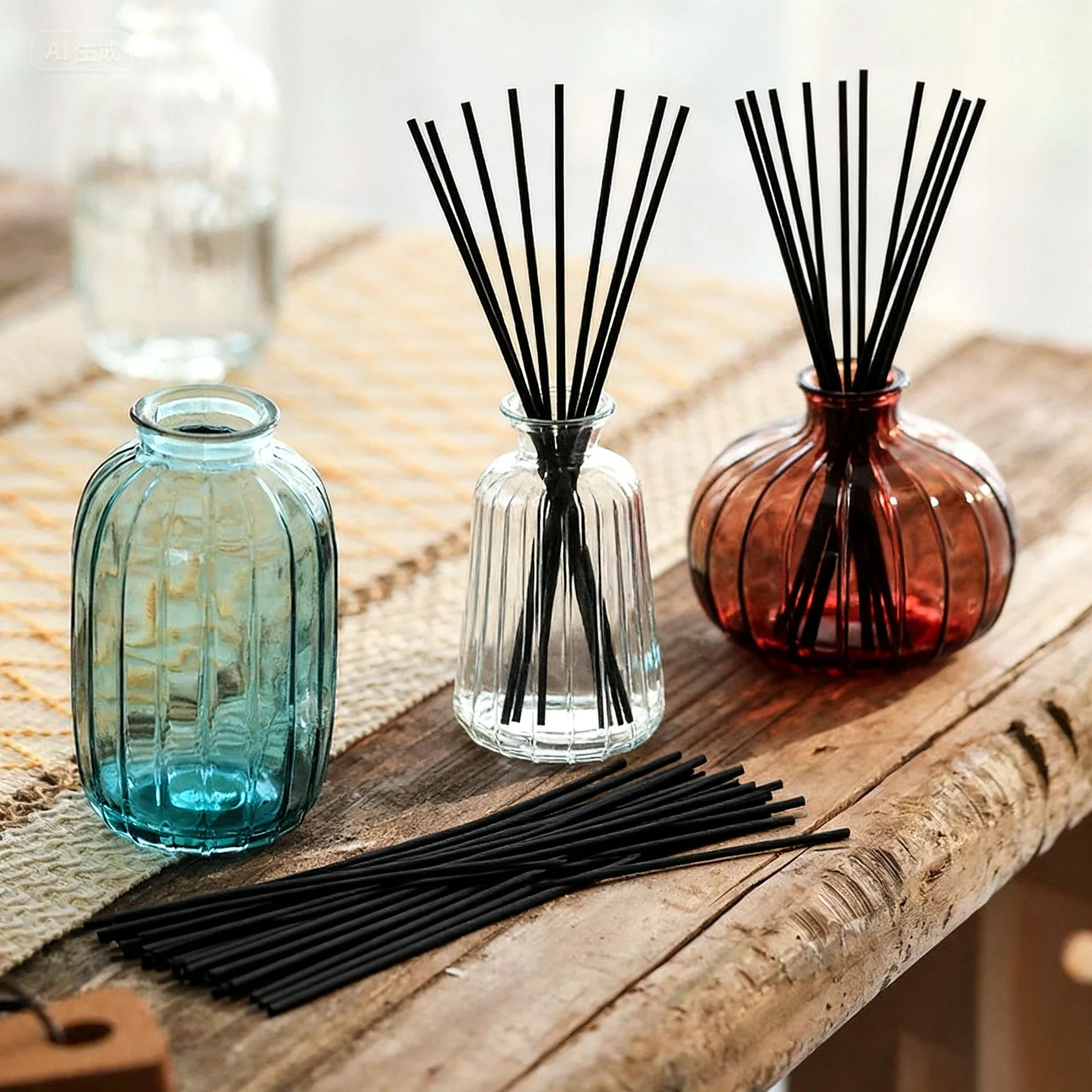 50Pcs 50/60/70cm Black Fiber Rattan Sticks - Reed Diffuser Replacement Sticks for Aroma Oil & Home Fragrance Decor