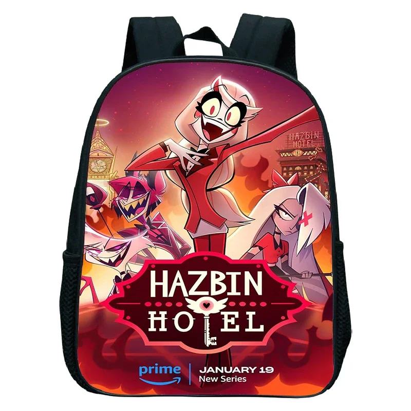 

Hot Anime Hazbin Backpacks Kindergarten Bags Waterproof Girls Boys Anime Hotel Schoolbag Kids Backpack Small Bookbag Mochlia