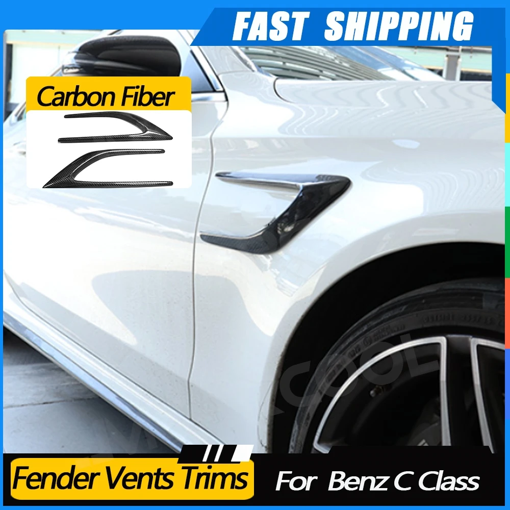 

Carbon Fiber Side Bumper Trims Fender Vents For Mercedes Benz C Class W205 C63 AMG C200 C260 C300 Sedan Coupe 4 Door 2015-2017