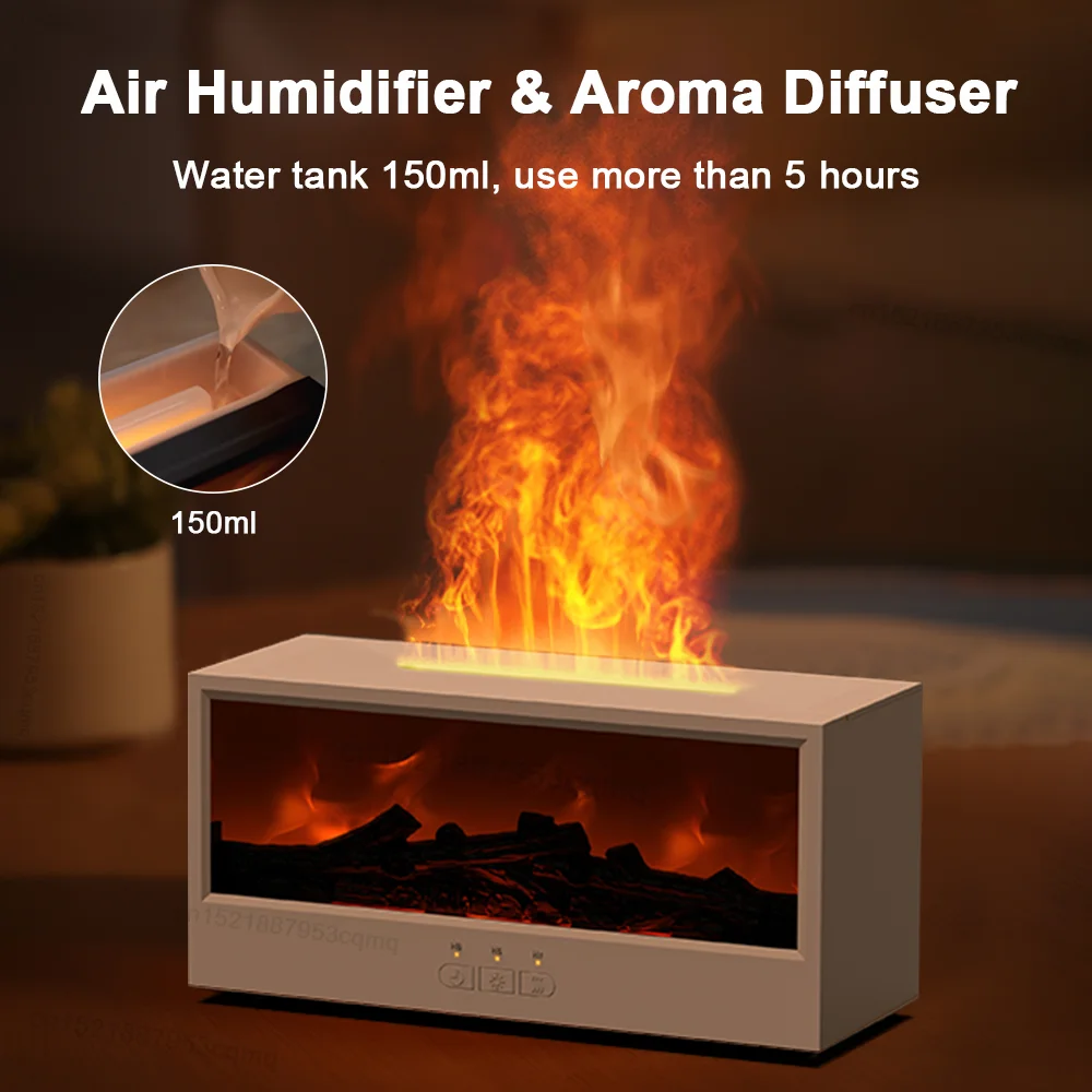 Fireplace Humidifier Aroma Diffuser Flame Essential Oil Diffuser Air Humidifier Fireplace Fragrance Diffuser with Remote Control