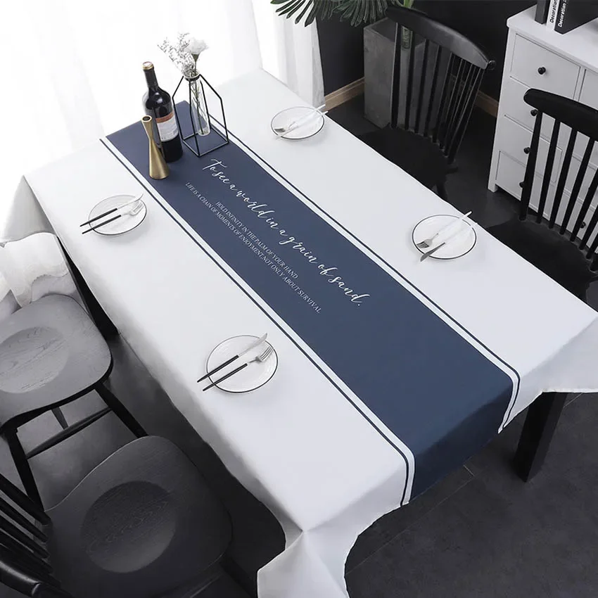 Modern Simple Style Striped Tablecloths Living Room Table Decoration Rectangular Waterproof and Oil-proof Tablecloth Manteles