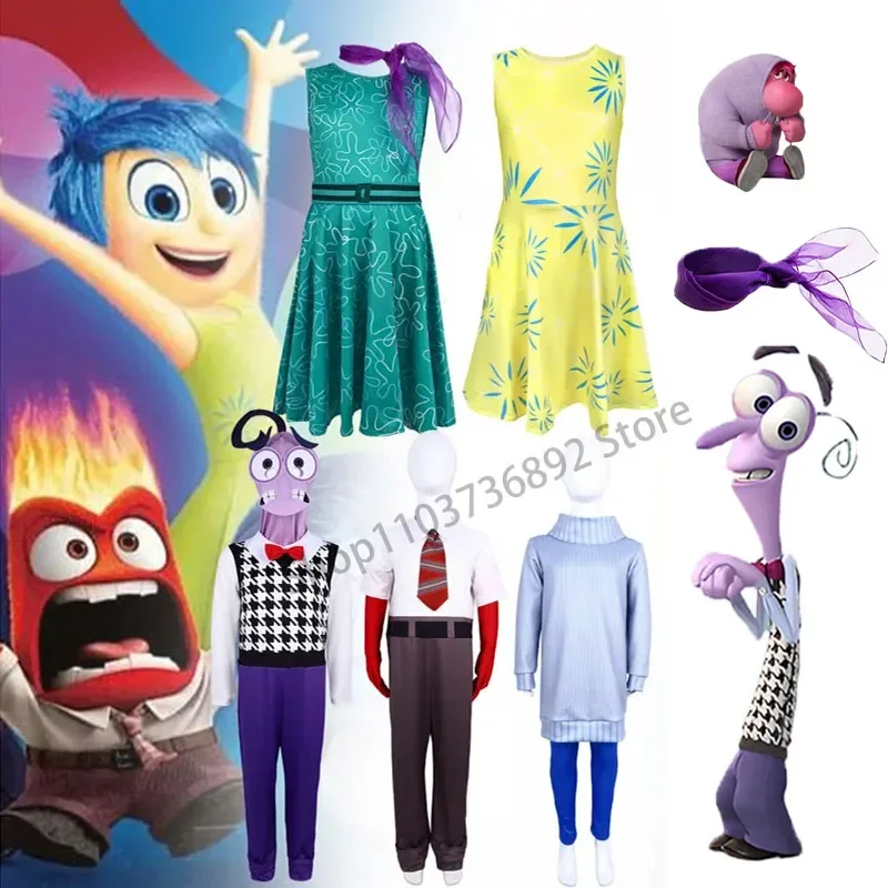 Children's inner and outer animated character costumes, CETU, anger, disgust, joy and fear, Halloween, cosplay gifts, holiday