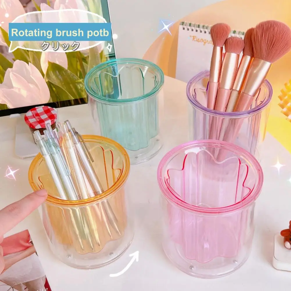 Pen holder transparent large-capacity rotatable creative shape bright color acrylic universal transparent desktop pen storage