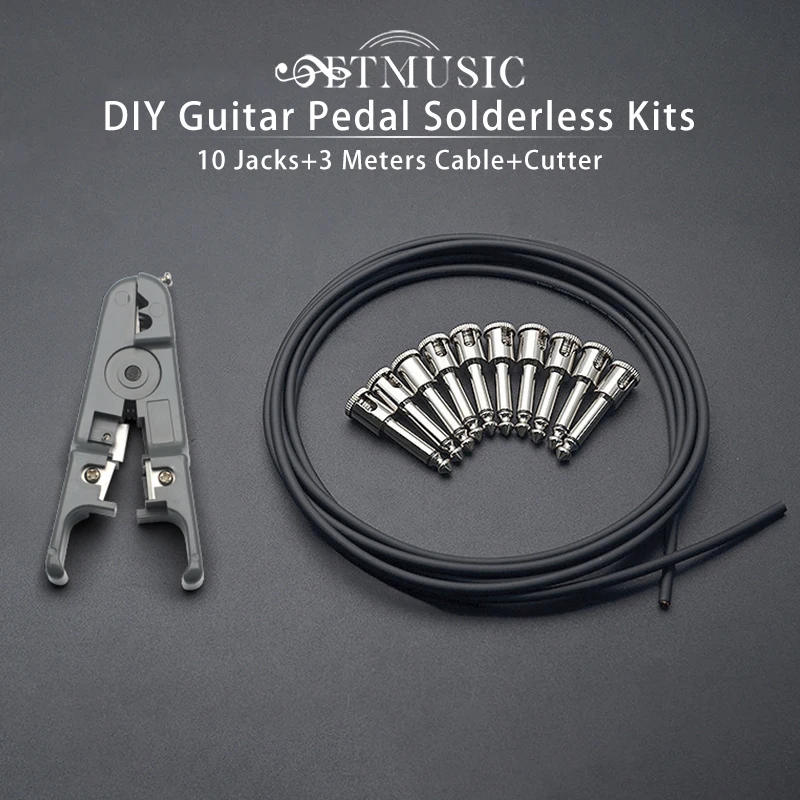 

DIY Guitar Solder-free Pedal Patch Cable Board Copper Cable Kit Set 10ft 10 Strait Audio Solderless 6.35 Mono Jacks