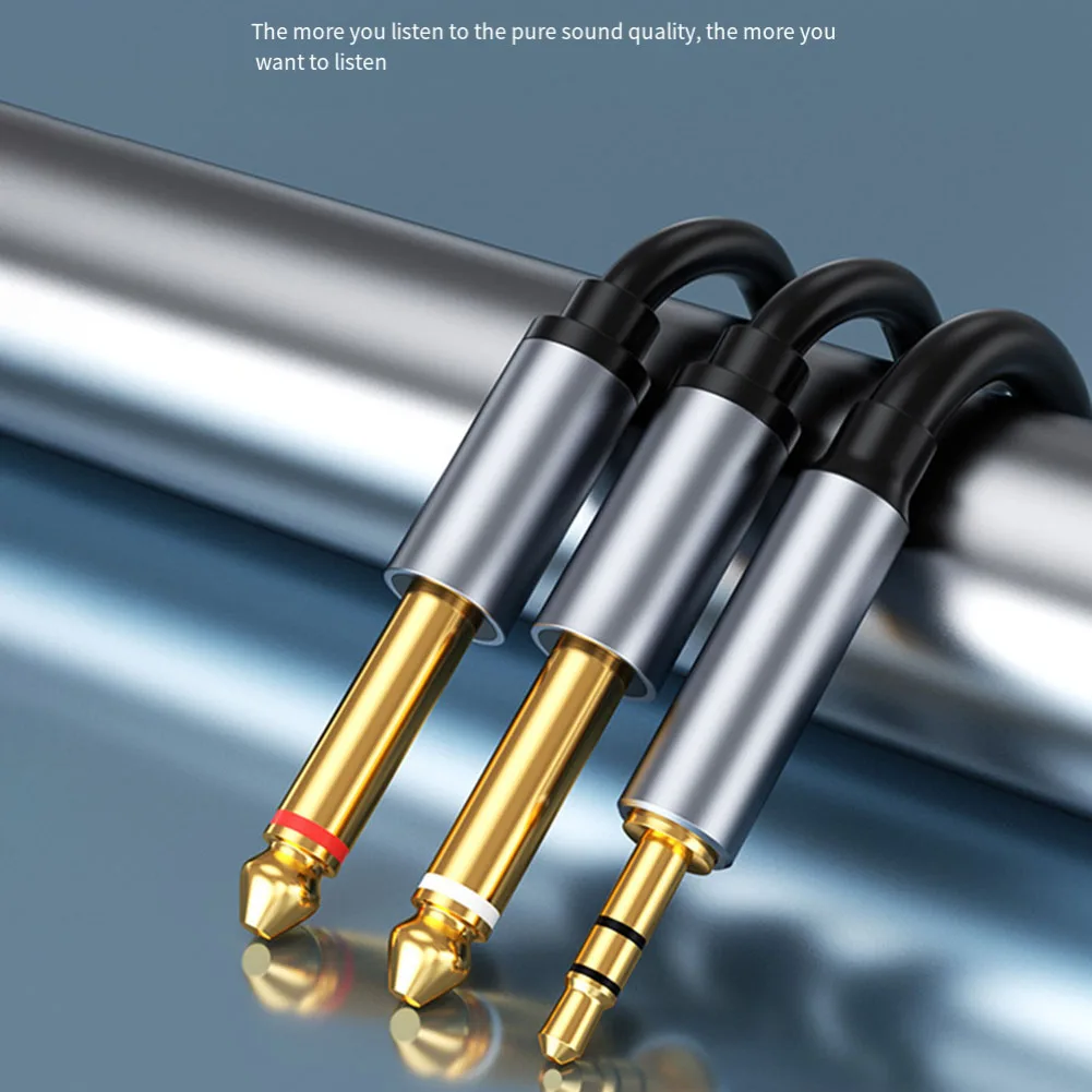 Audio Cable 3.5mm To Double 6.5mm TRS Cable With Mono 6.5 For Enhanced Audio 12*11*2cm For Connecting Mixers Amplifiers