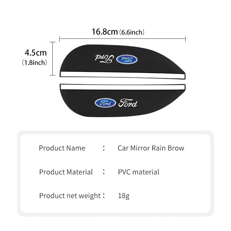 For Ford Car Rearview Mirror Rain Brow PVC Weatherproof Anti-Rain Cover Fiesta Ranger Mondeo Escape Ecosport Fusion Explorer view 6