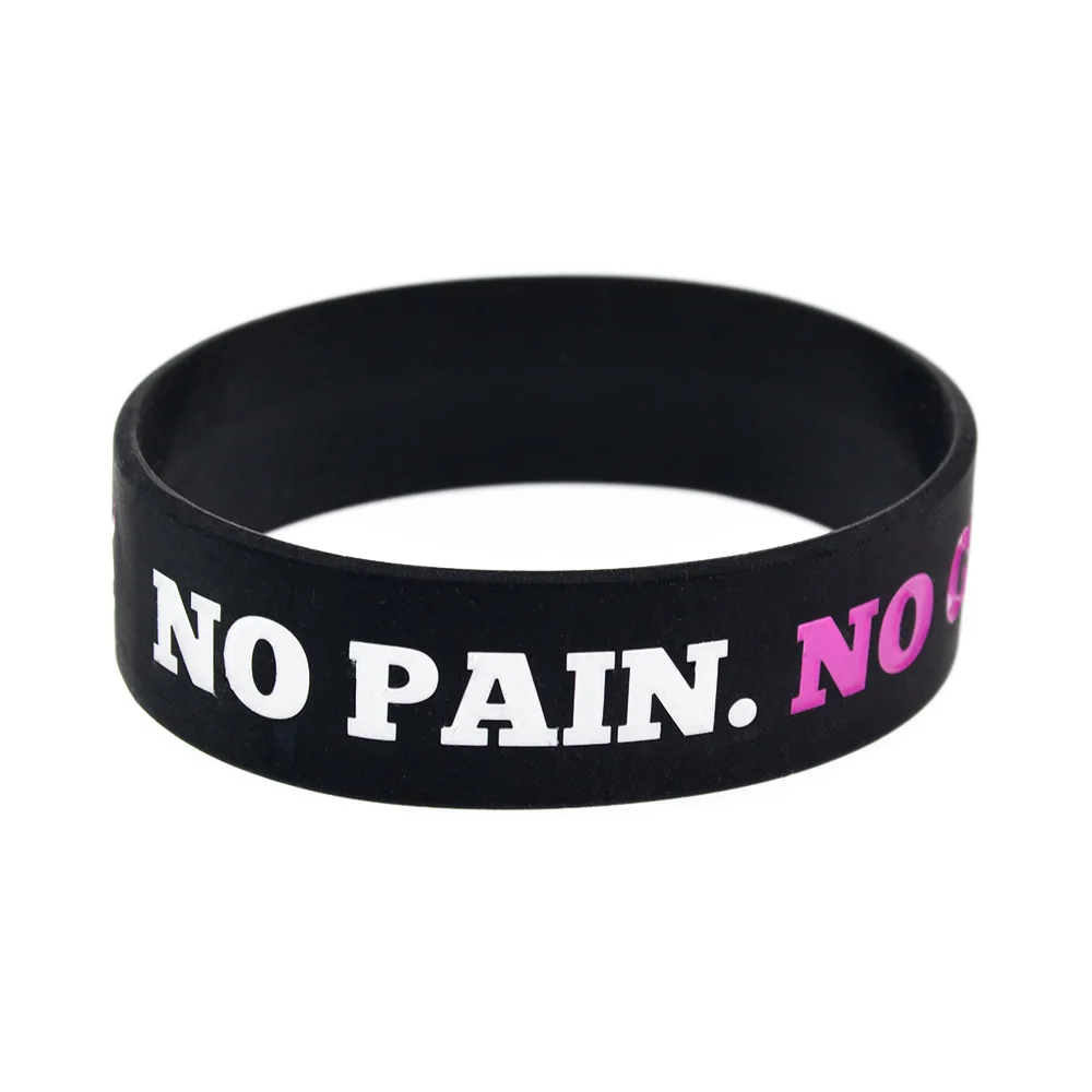 1 PC CrossFit No Pain No Gain Silicone Wristband 3/4 Inch Wide Sports Rubber Bracelet