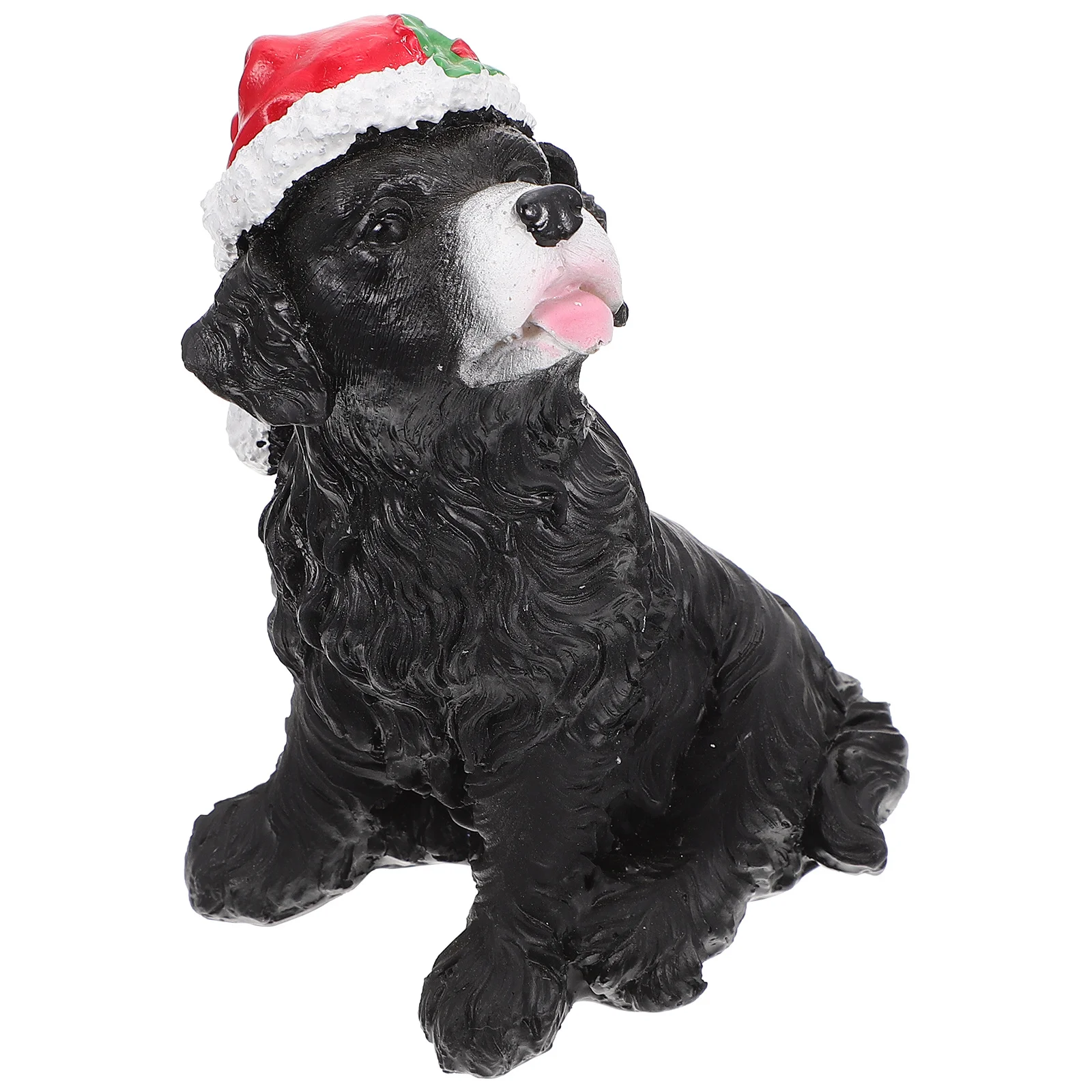 

Resin Dog Modeling Little Statue Golden Retriever Christmas Ornament Hat Mini Decor