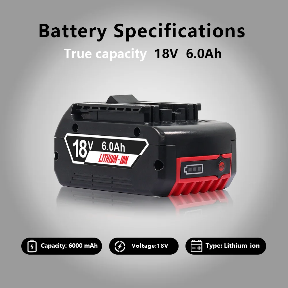 For Bosch 18V 3Ah 5Ah 6Ah for Bosch 18650 Power Tool Battery for BAT609 BAT609G BAT618 BAT618G 3601H61S10607 2 336 091 2 607 336