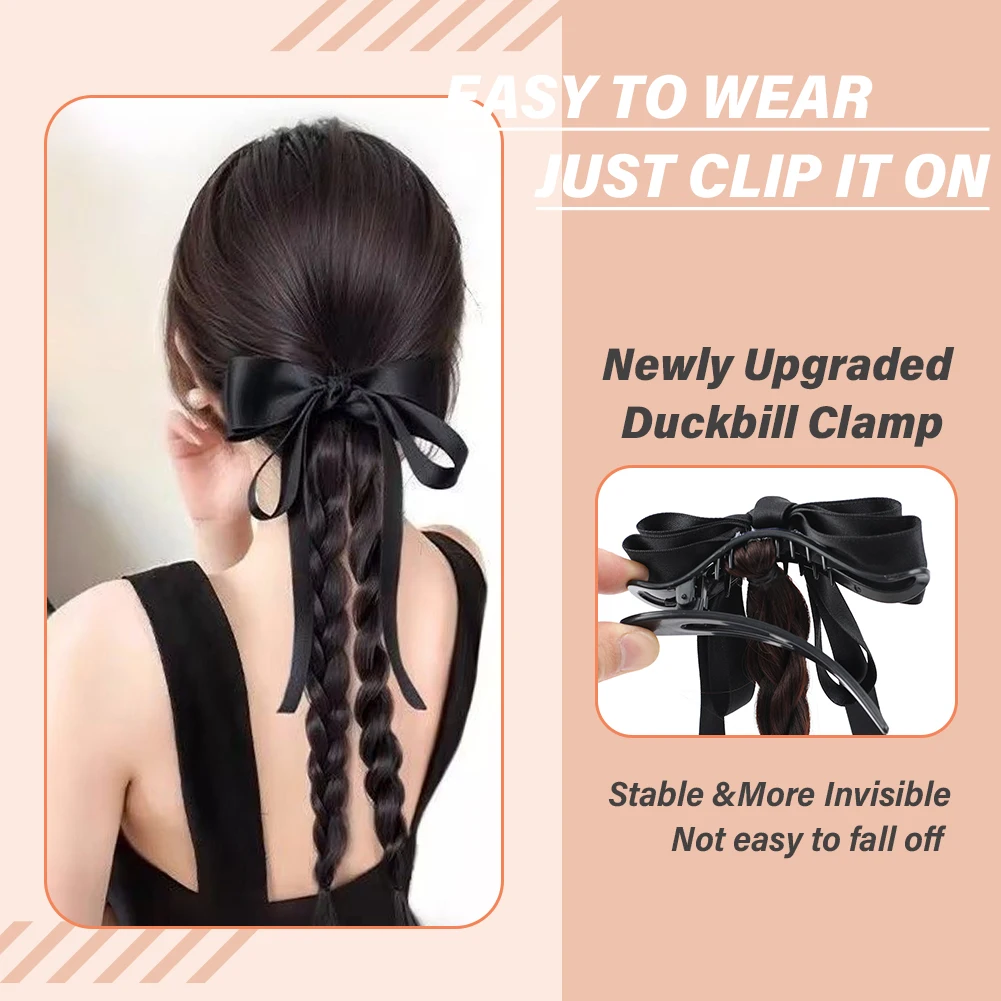 ถักผมด้วยกิ๊บปากเป็ดในตัว ต่อผมแบบถักสำหรับผู้หญิงและเด็กผู้หญิง กิ๊บต่อผมแบบถัก ผมถักสังเคราะห์