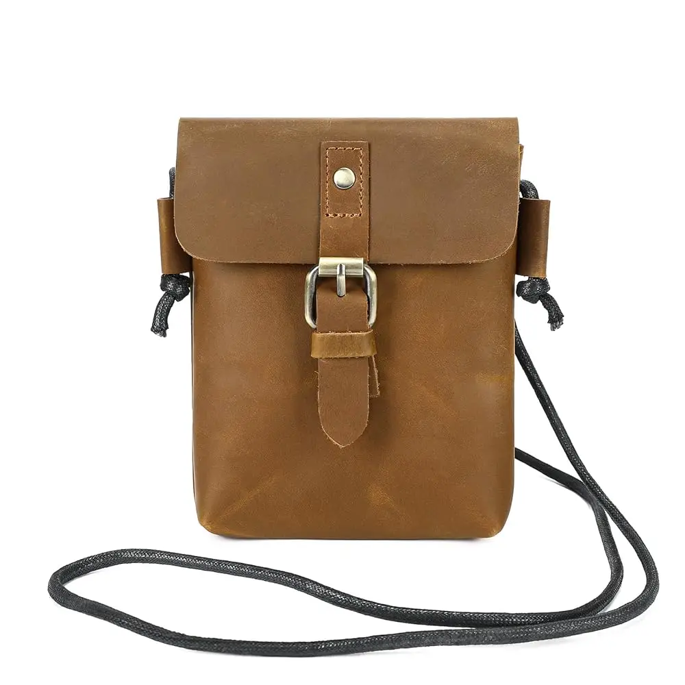 

Man Purses and Bags Small, Mini Genuine Leather Messenger and Shoulder Bag for Men with lots of Zipper Pockets | Small, Mini