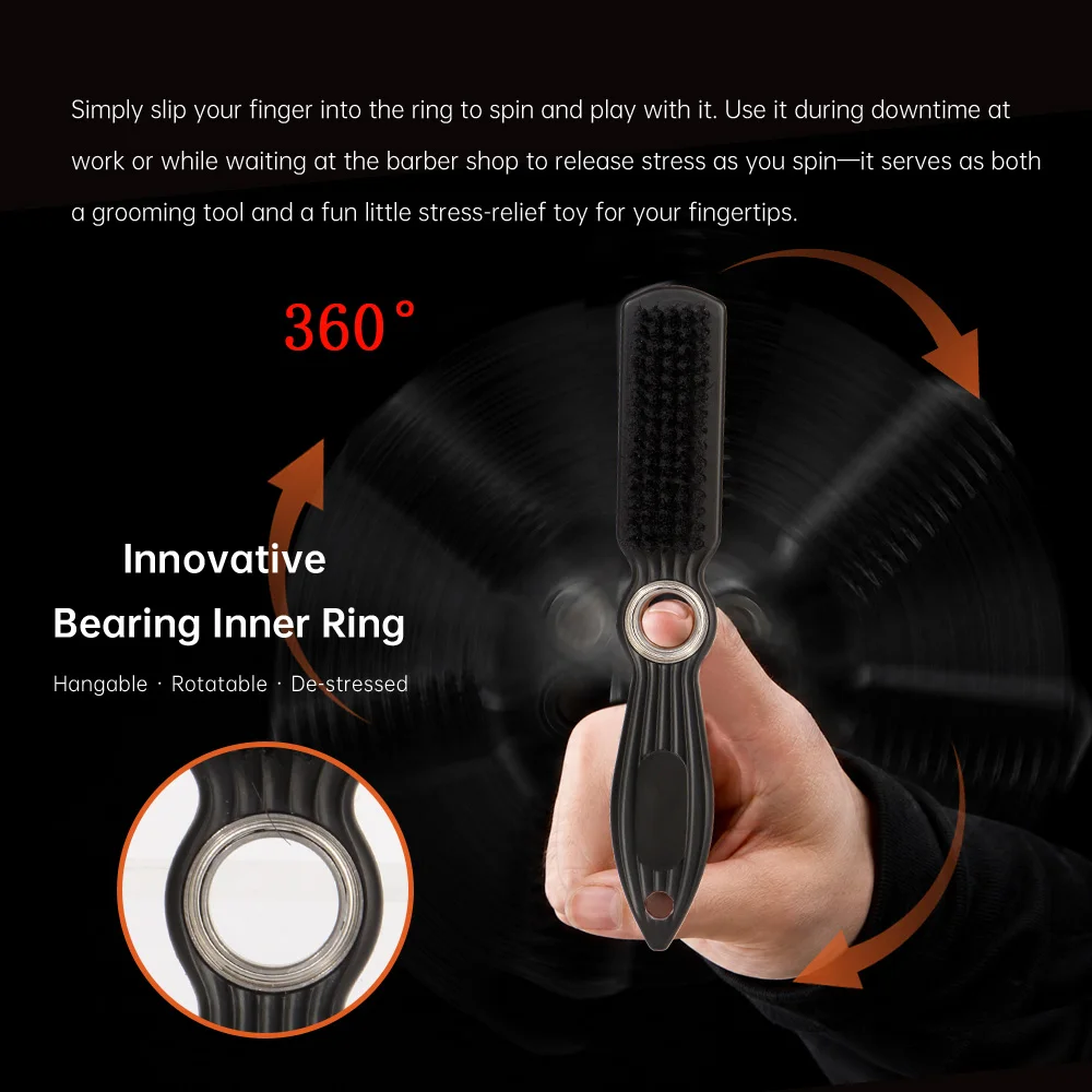 Men's 3-Piece Beard and Hair Styling Set, Rotatable Barber Beard Brush, Walnut Wood Stainless Steel Folding Comb + Precision Trimming Scissors