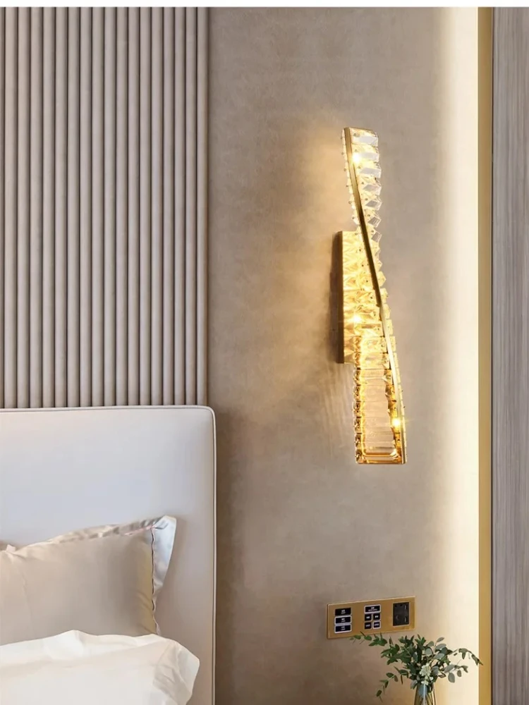 Luksusowa Kryształowa Złota Metalowa Lampa Ścienna Nowoczesna Kreatywna Nieregularna Lampa Ścienna LED Willa Hotel Korytarz Dekoracja Nocna Oprawa Oświetleniowa — 2