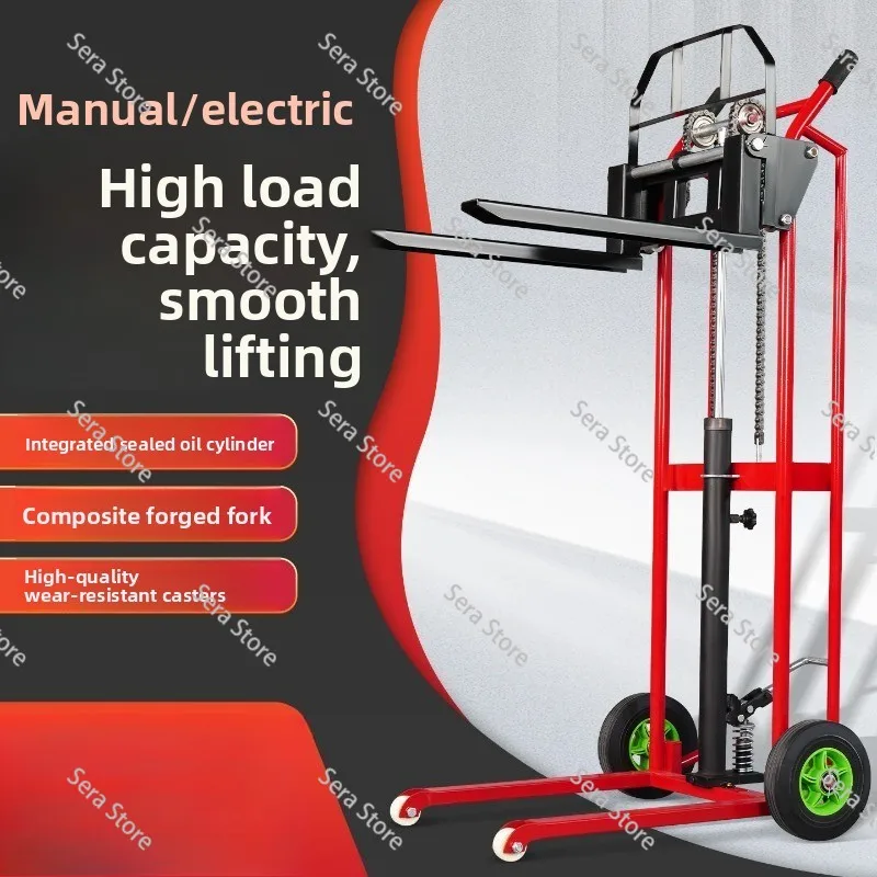 Mini Forklift Hydraulic Stacker Lightweight Foldable Cart Portable Manual Lifting Truck For Unloading Hand Push Trolley 1 pcs