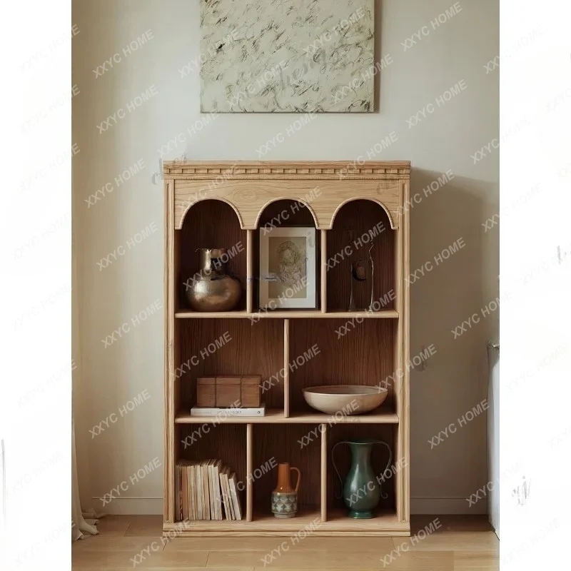 XXNew side cabinet solid wood  log medium and ancient style high-end living room wall bookcase