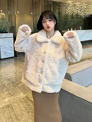 Abrigo de piel de peluche grueso para mujer, ropa coreana cálida, moda de invierno, lujoso