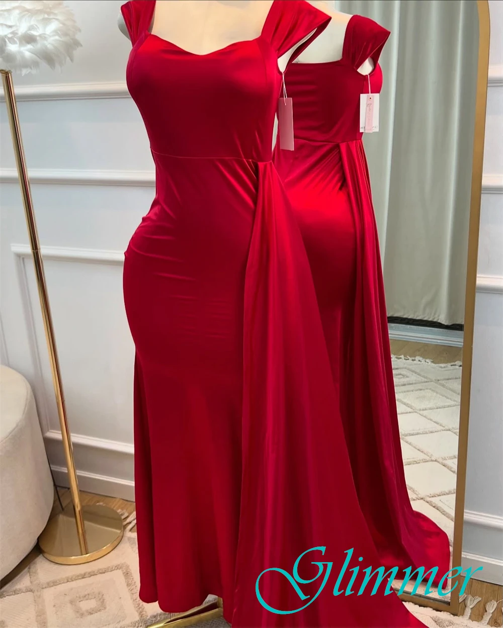 Customized Delicate Jersey Spaghetti Straps Evening Dress Graceful Prom Dress Temperament Straight Special Occasion Gowns