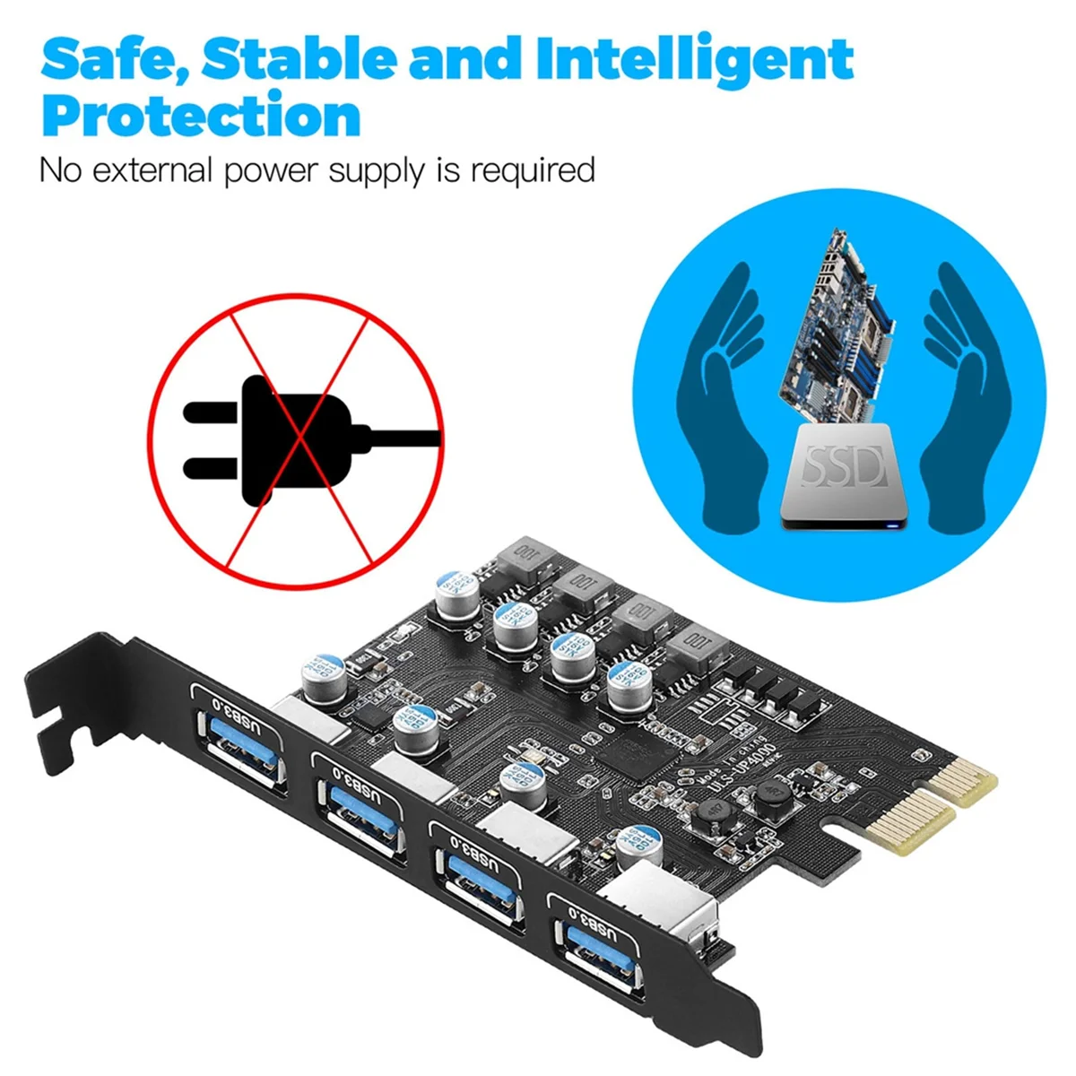 AT87-New USB Type A Expansion Card 4-Port Adapter Card High-Speed Desktop Computer 4-Port Rear Front
