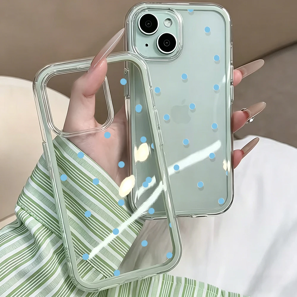Einfache blaue gepunktete transparente Handyhülle für iPhone 17 11 12 13 14 15 16 Pro Max Plus XR 17 Air, stoßfeste Schutzhülle. – Detail 5