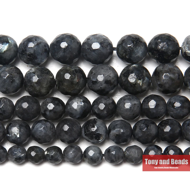 New Arrival Faceted Black larvikite Labradorite Beads 15\