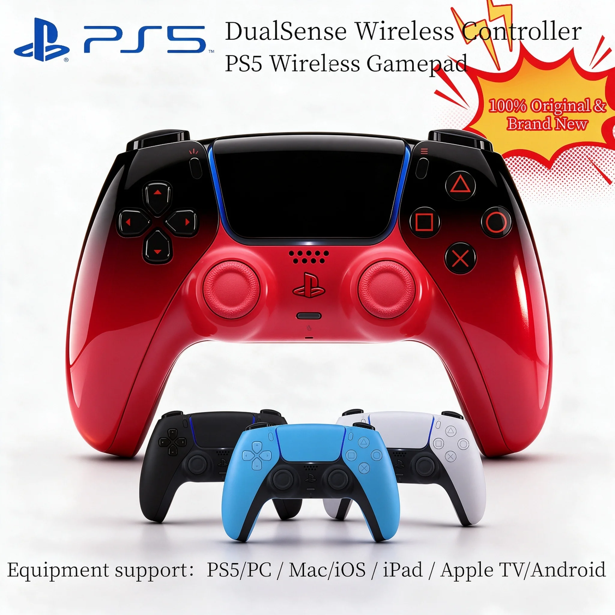 DualSense Wireless Controller for PlayStation®5, Haptic Feedback, Adaptive Triggers, Built-in Mic, Bluetooth 5.1, USB Type-C