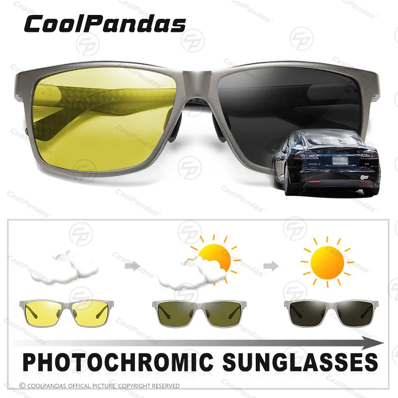 Top Quality Carbon Fiber Frame Polarized Sunglasses Man Photochromic Night Vision Glasses Woman Anti-glare Driving zonnebril