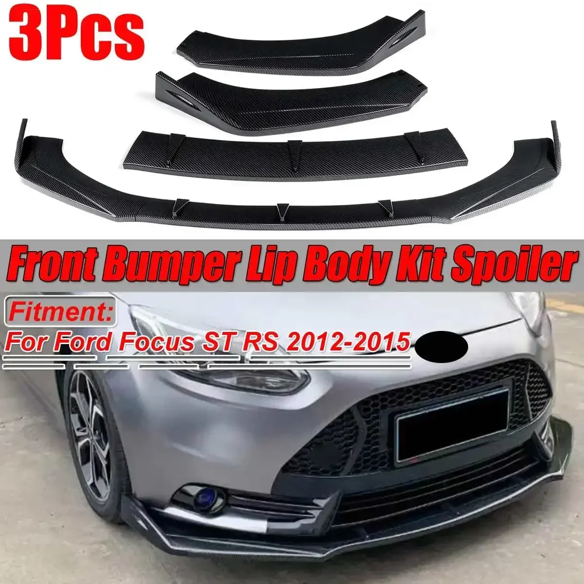 Universal Car Front Bumper Splitter Lip Diffuser For Ford For Mustang For Focus RS ST 2012-2015 For BMW For Audi For VW Body Kit