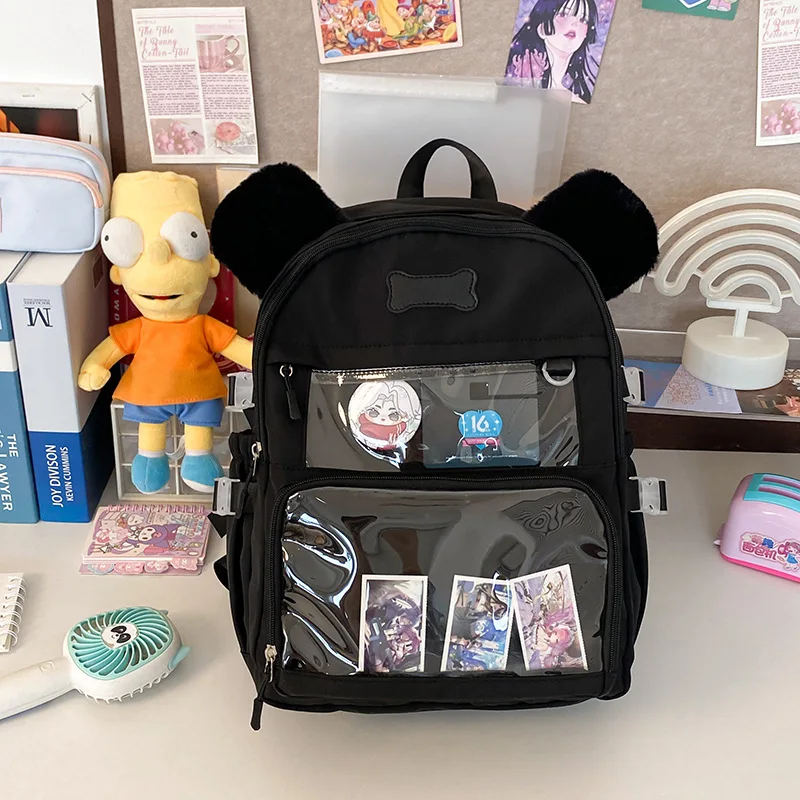 Fresh and cute little dog backpack, transparent pain bag, computer bag, regular school bag, and large capacity backpack