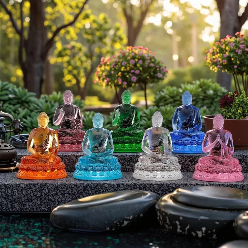 

Handmade glazed Buddha statue gold foil accent lotus base lost wax casting luxury zen office decoration gift collection