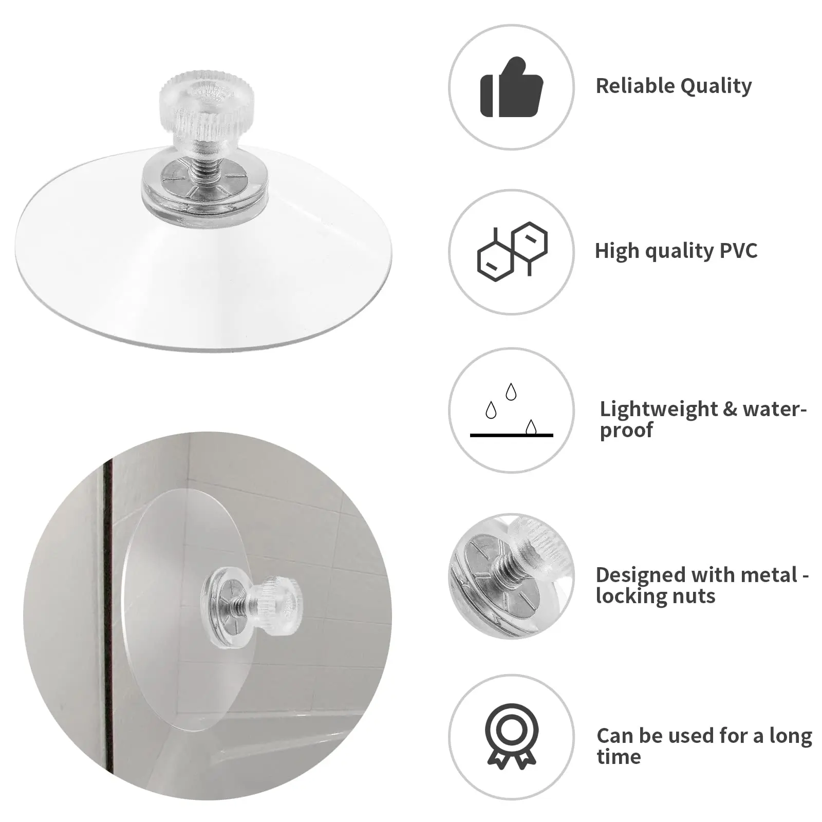 Clear Suction Cups PVC Vacuum Suction Cup Holder Plastic Suction Cups with Screws for Bathroom Kitchens Offices
