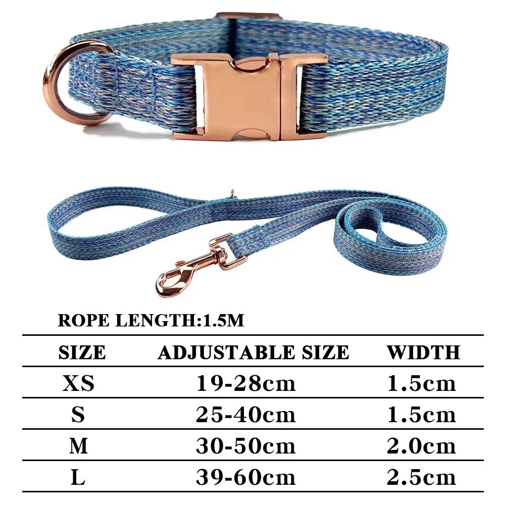 Customized Dog collars Free Engraved Nameplate Adjustable Linen Collar Rope Leash Set Durable Personalized Pet ID Tag