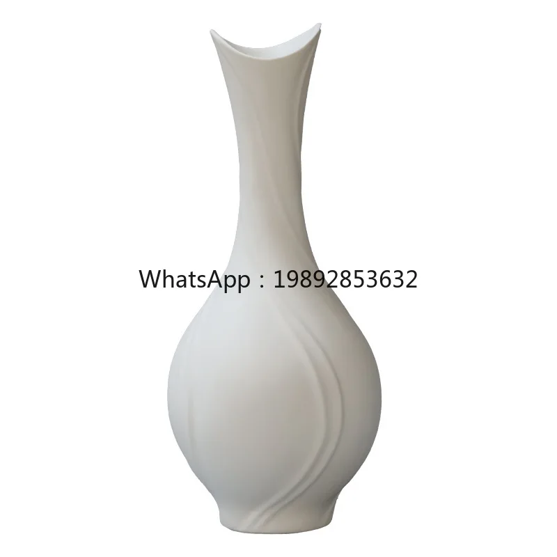 LYY Matte White Ceramic Vase for Living Room Tabletop Dried Flowers and Flower Arrangements